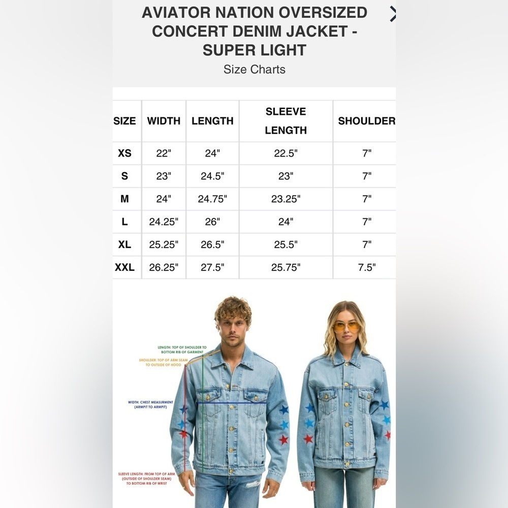 Aviator Nation Oversized Concert Denim Jacket 100% Cotton USA Forth of July - Picture 17 of 17